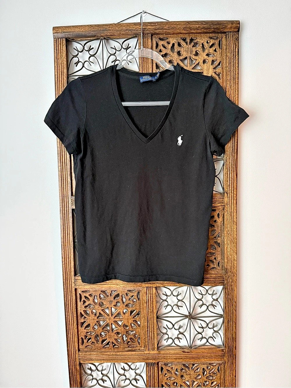 Polo Ralph Lauren Cotton Jersey V-Neck Tee Black Medium